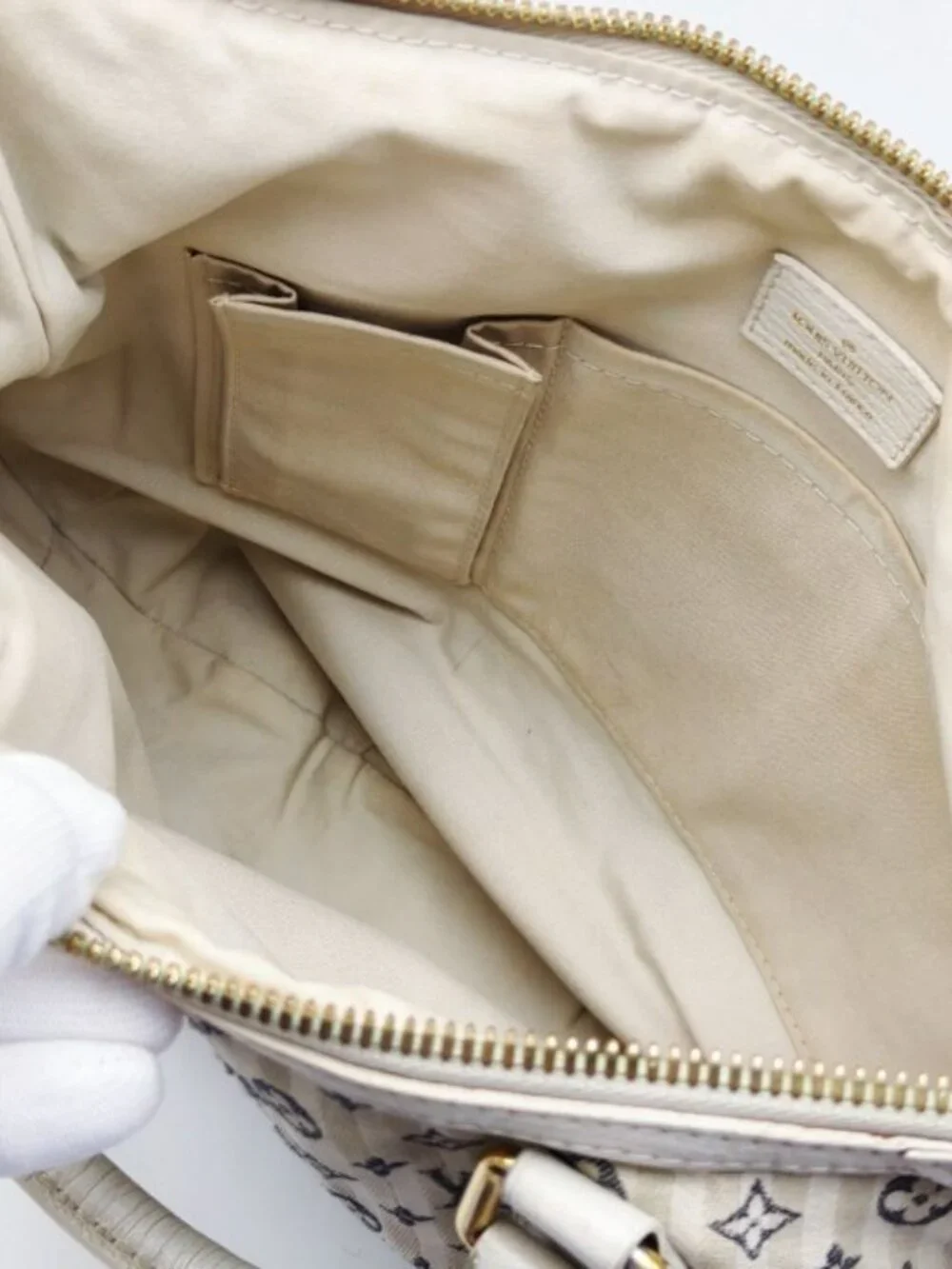 Louis Vuitton Mini Lin Monogram Jeanne MM Satchel White Canvas Shoulder Bag